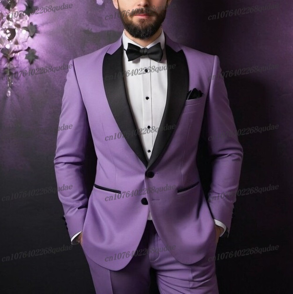 Formal Wear Jersey For Men - Black Collar Light Purple Formal Men