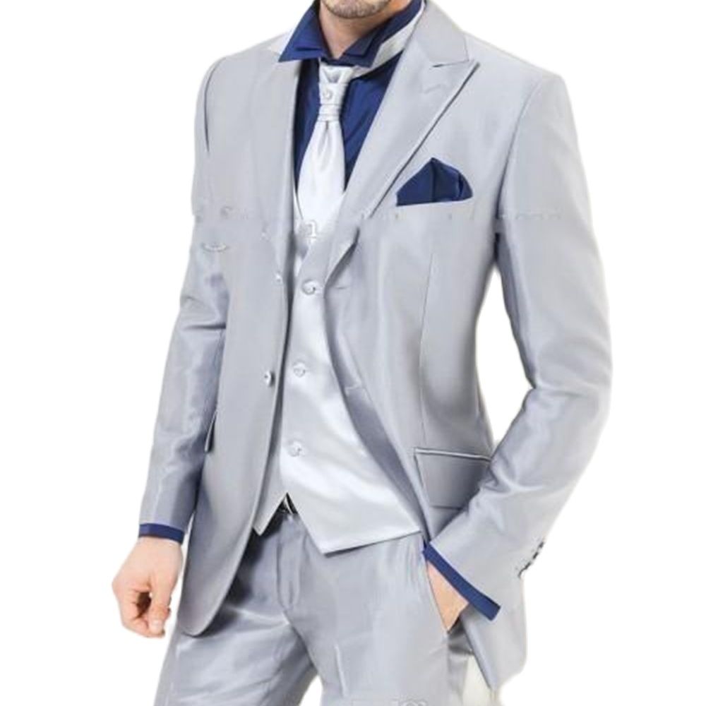 Custom Made Silver Shiny Satin - Men'S Formal Dinner Wear 评论和价格
