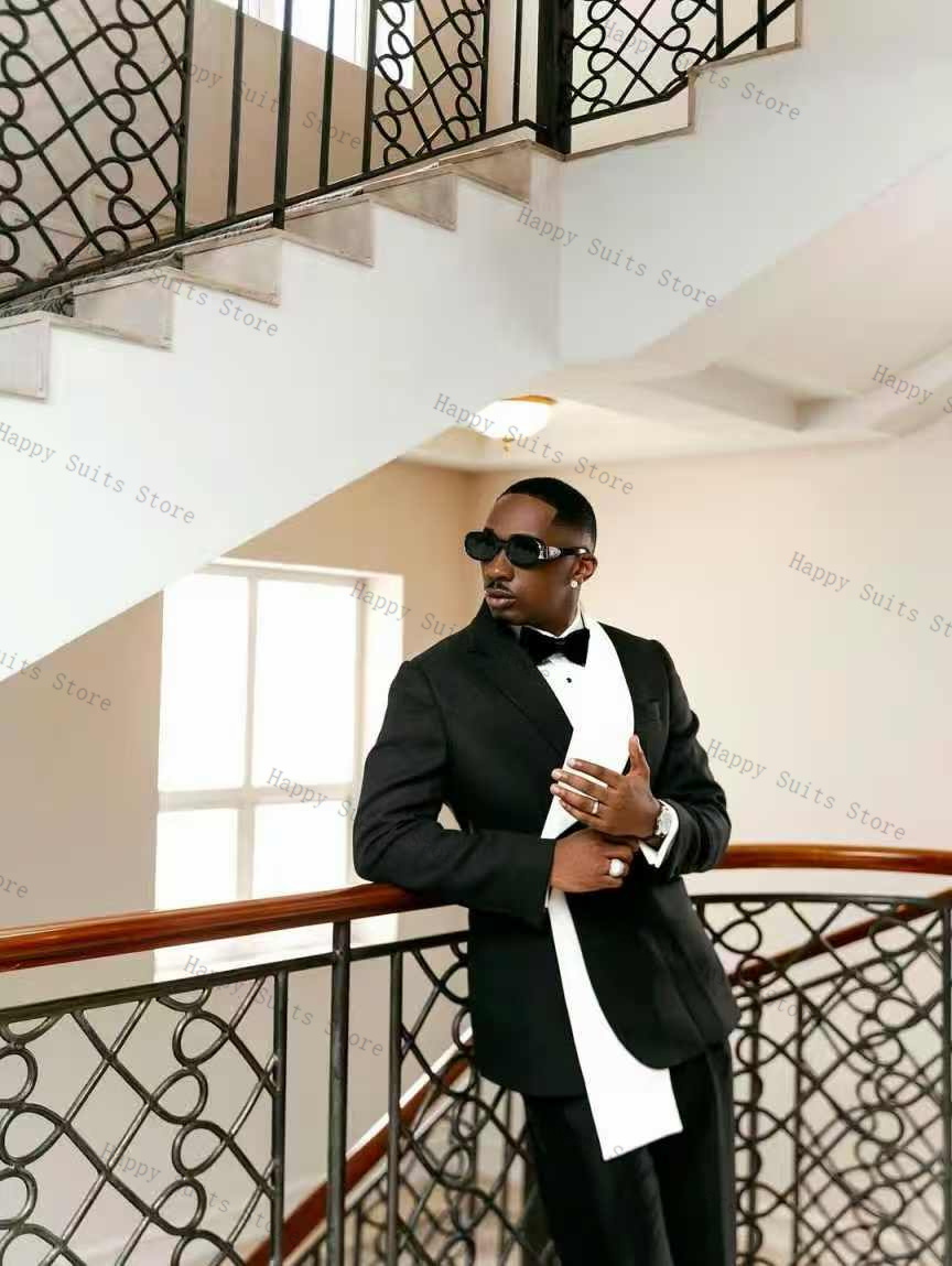 Black White Men Suit Set 2 Pcs - Formal Wear For Men Black Suit 评论和价格