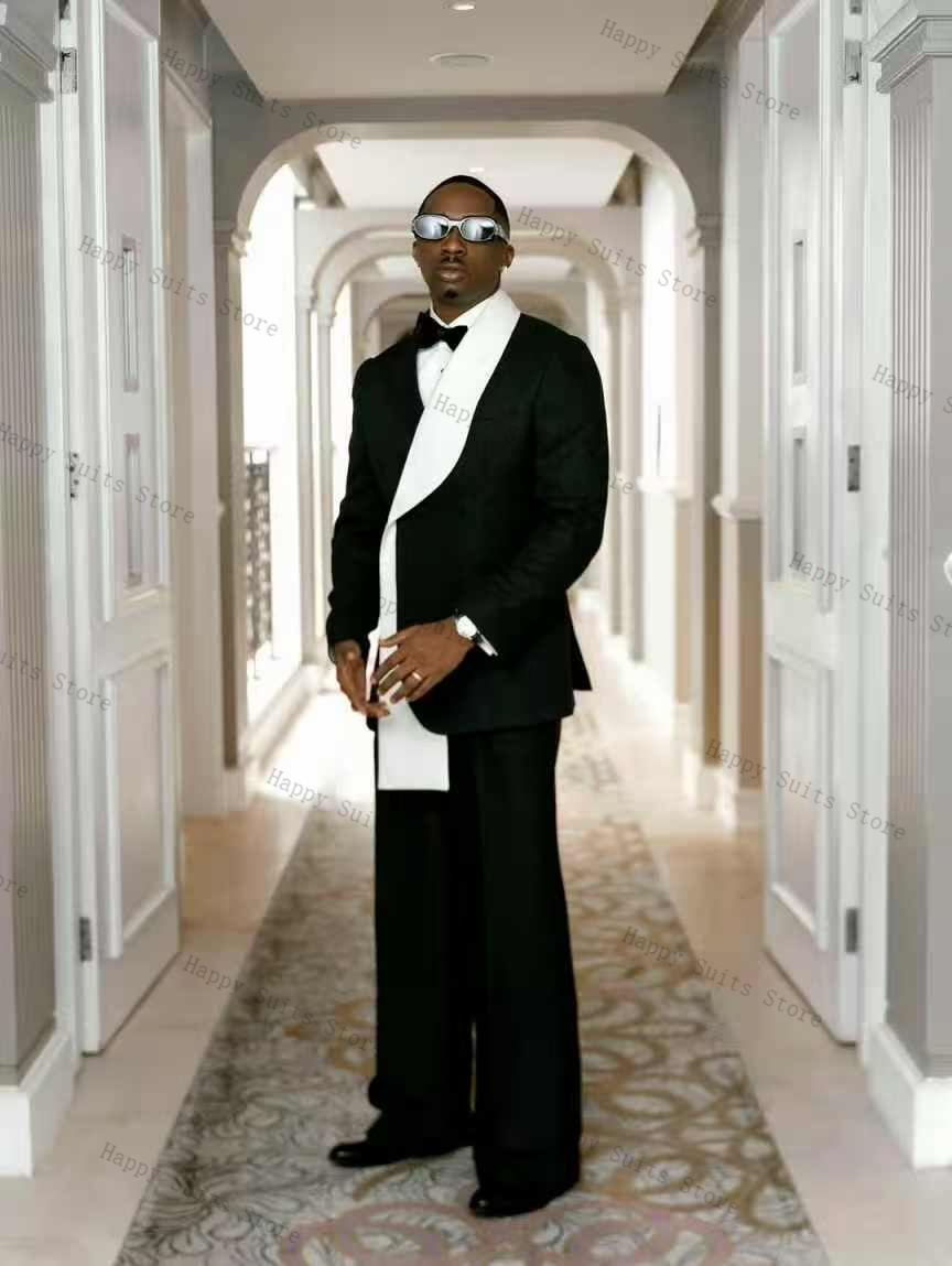 Black White Men Suit Set 2 Pcs - Formal Wear For Men Black Suit 评论和价格