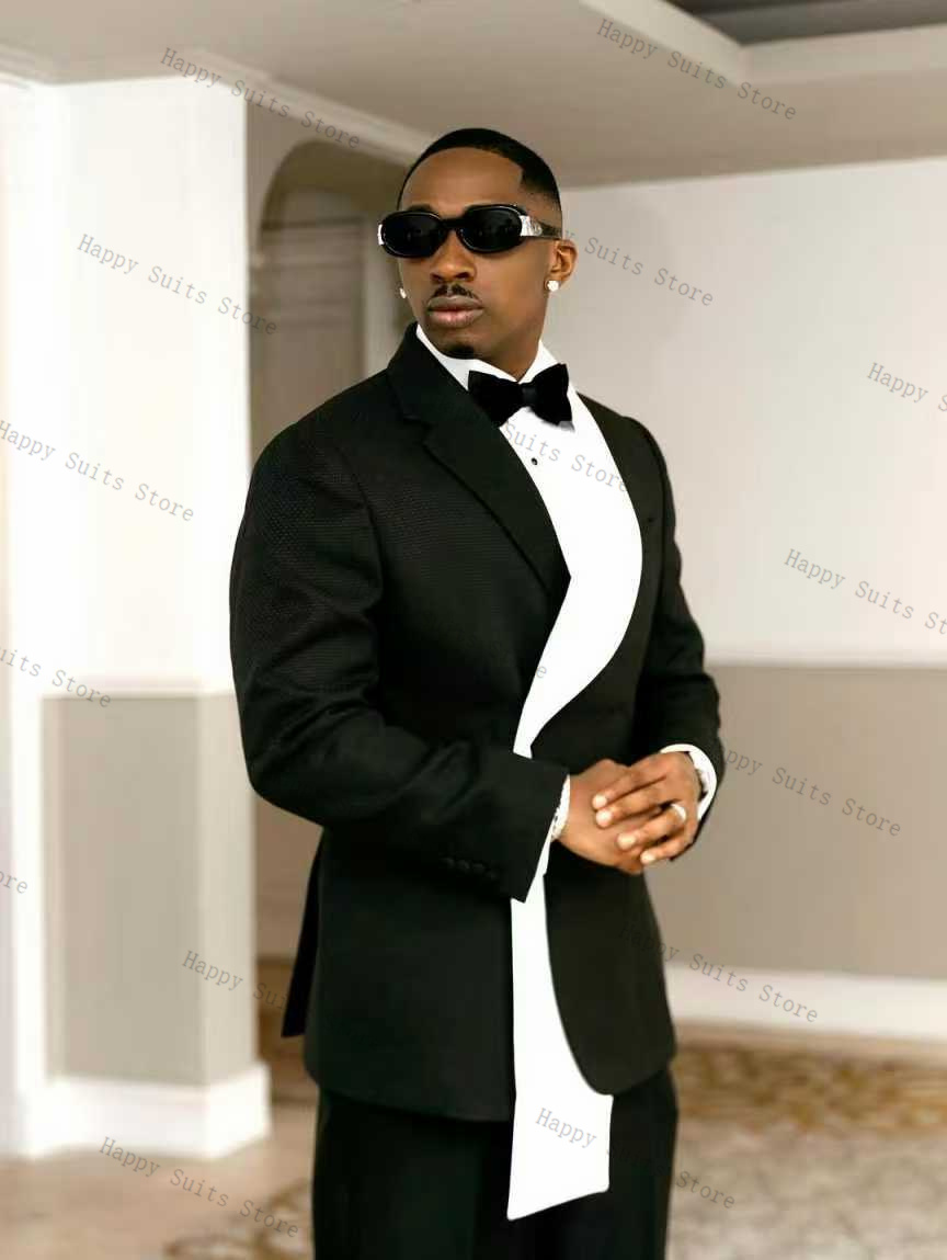 Black White Men Suit Set 2 Pcs - Formal Wear For Men Black Suit 评论和价格