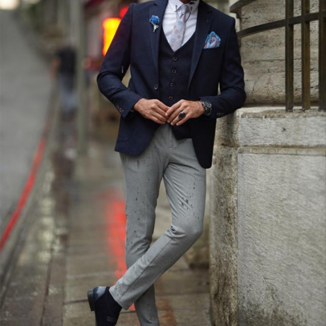 Elegant Men's Suits Navy Blue  - Men'S Formal Wear Not Suit 评论和价格