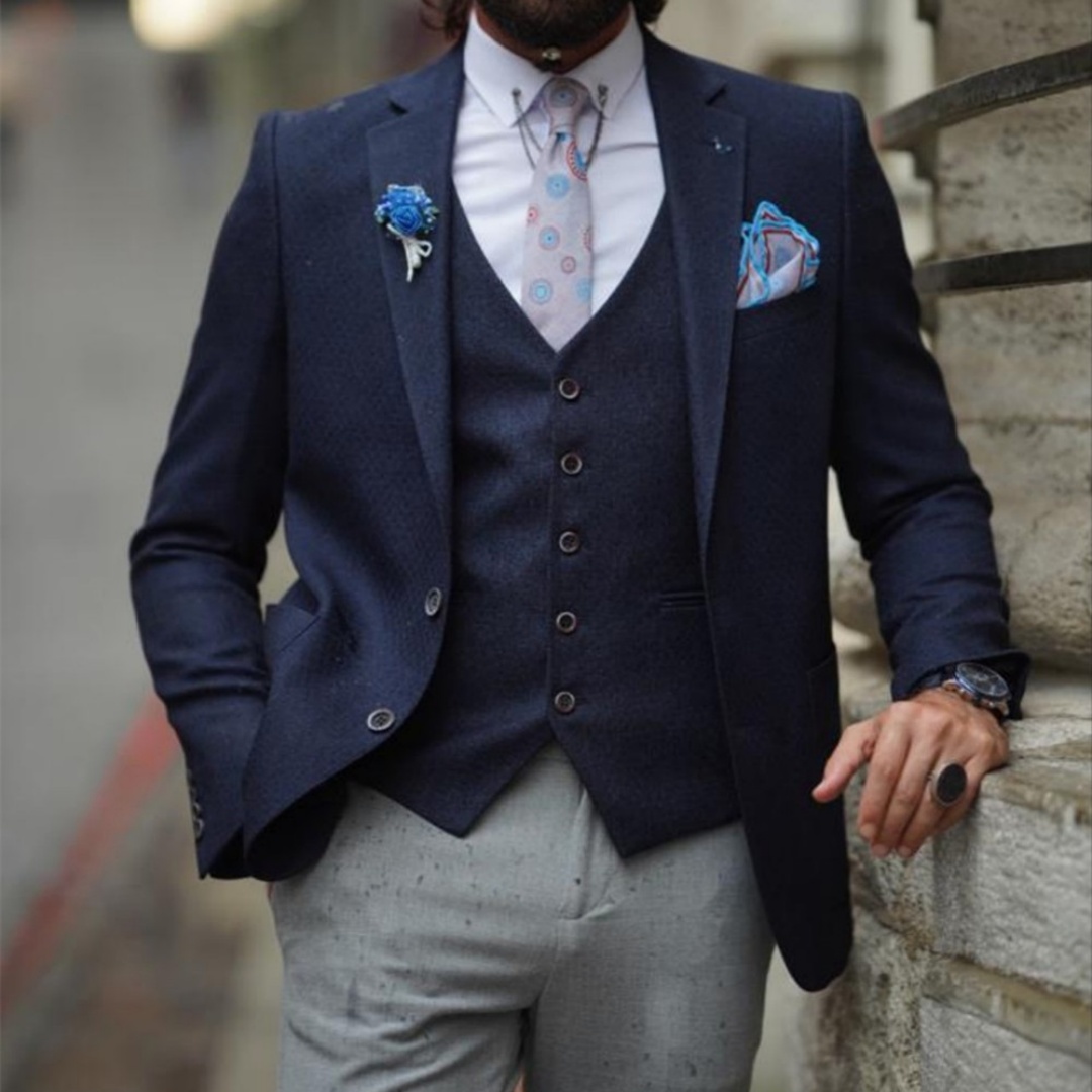 Elegant Men's Suits Navy Blue  - Men'S Formal Wear Not Suit 评论和价格