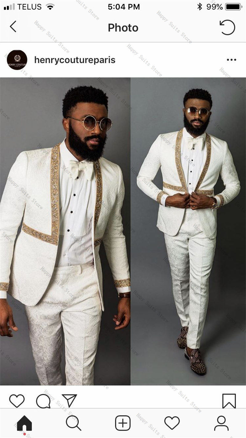 White Autumn Men Suit Set 2 Pi - Formal Wear Jersey For Men 评论和价格