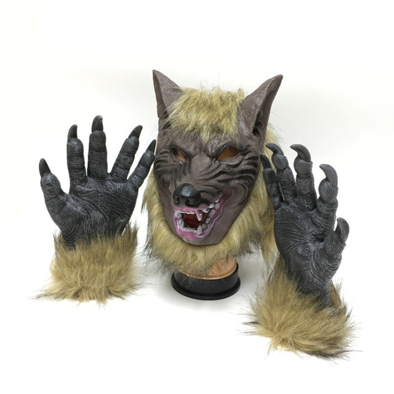 Halloween Wolf Head Mask and G - Formal Wear Gloves Men 评论和价格