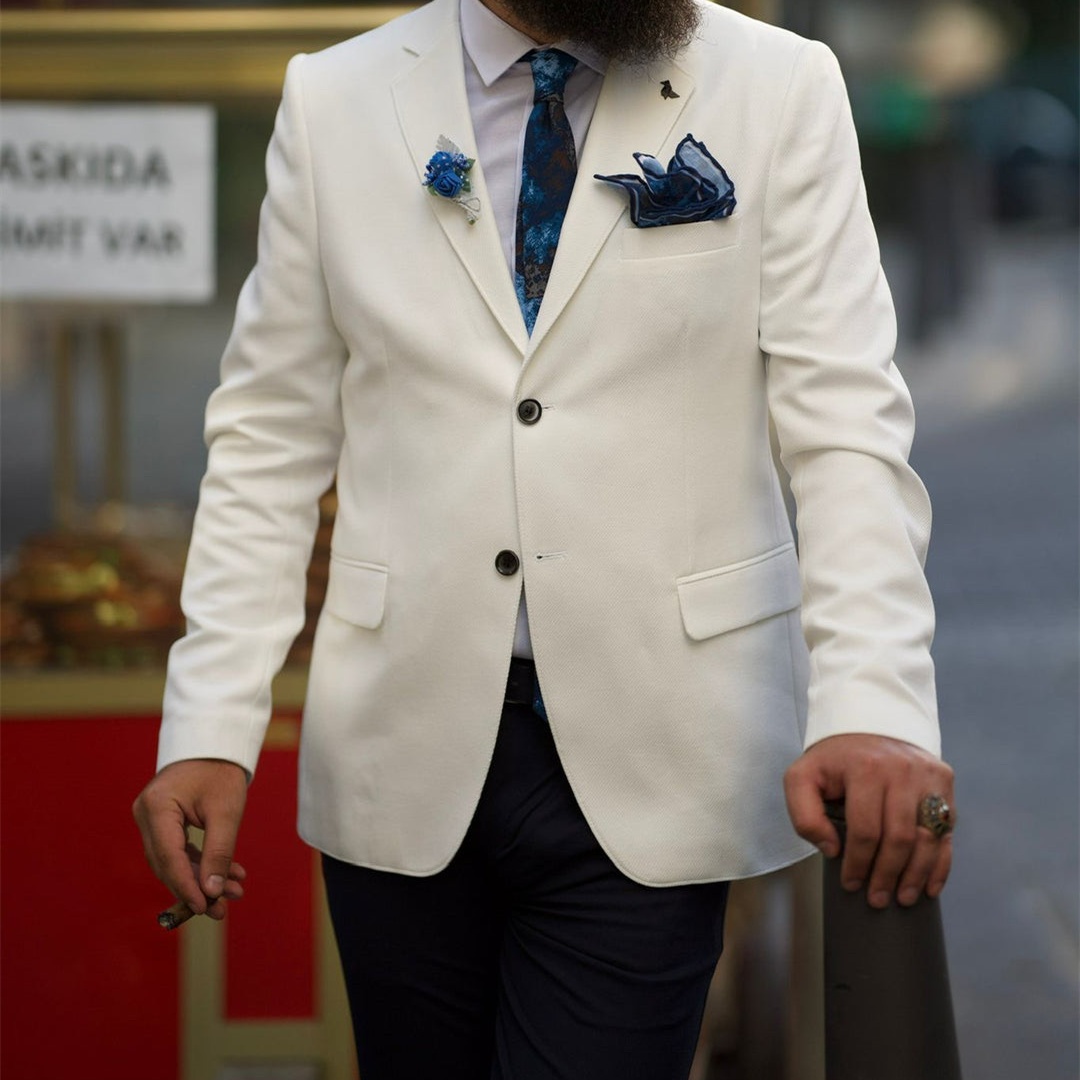 Ivory Formal Men's Suits Notch - Men'S Formal Wear Not Suit 评论和价格