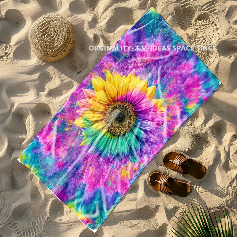 Tie Dye Rainbow Sunflower Beac - Windsor Knot Tie 评论和价格