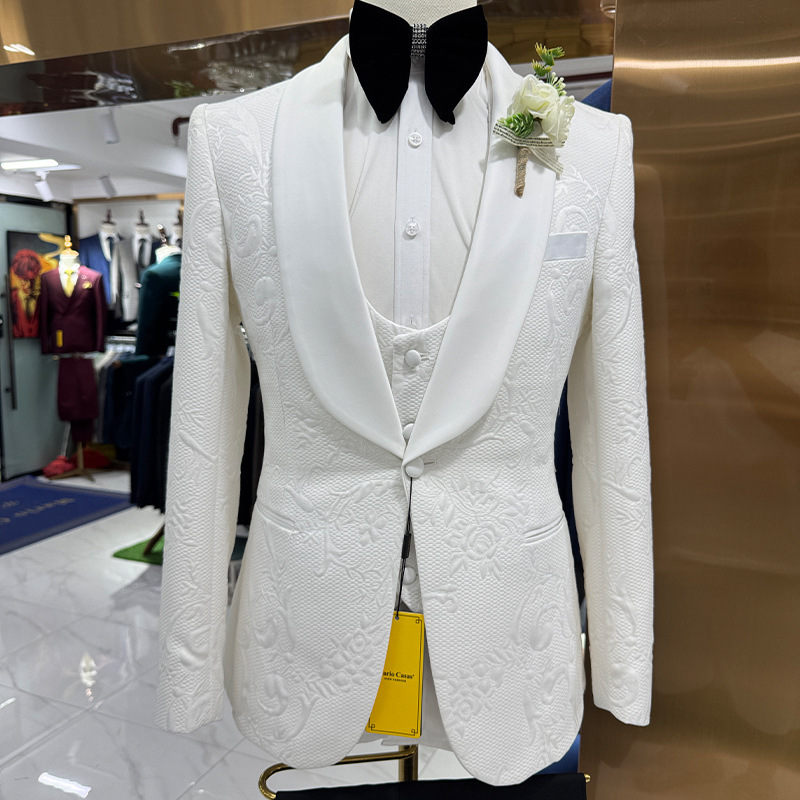 Men Wedding Suit White 3 Piece - Formal Wear For Men Black Suit 评论和价格
