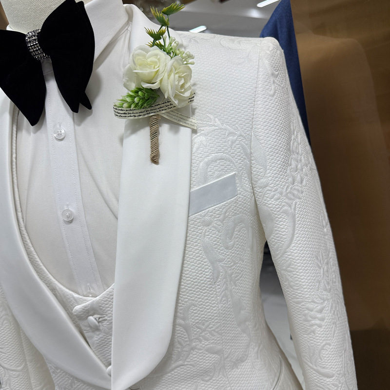 Men Wedding Suit White 3 Piece - Formal Wear For Men Black Suit 评论和价格