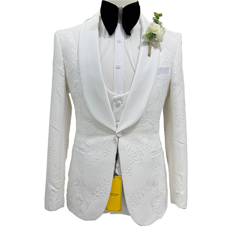 Men Wedding Suit White 3 Piece - Formal Wear For Men Black Suit 评论和价格
