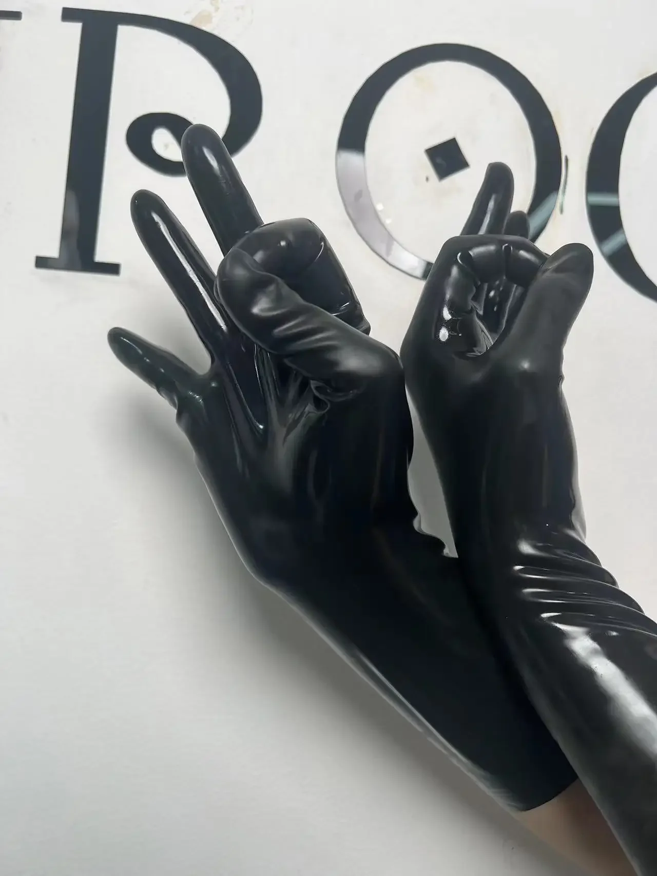 latex fetish man gloves  rubbe - Formal Wear Gloves Men 评论和价格