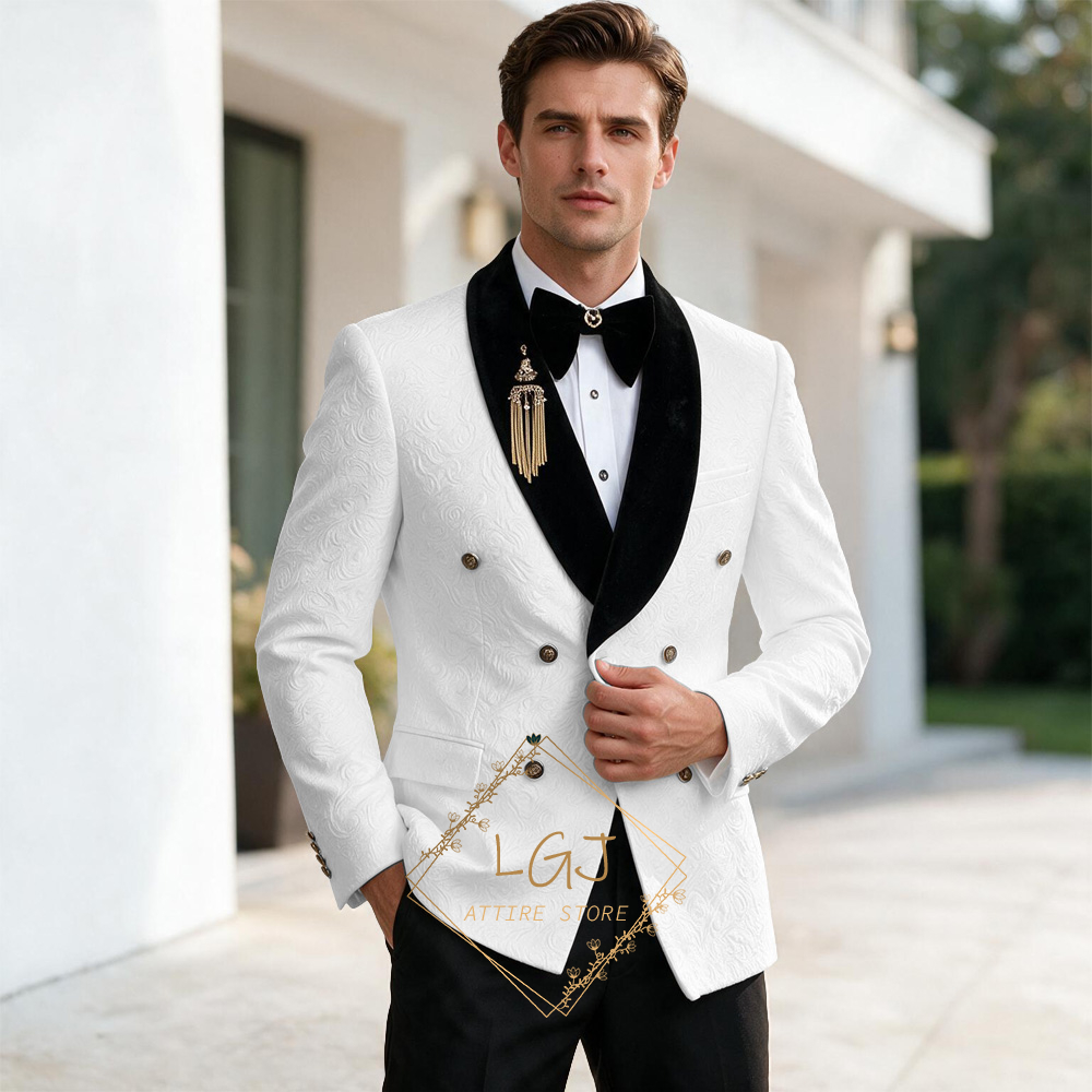 Luxury Men's 2 Piece Embossed  - Men'S Formal Dinner Wear 评论和价格