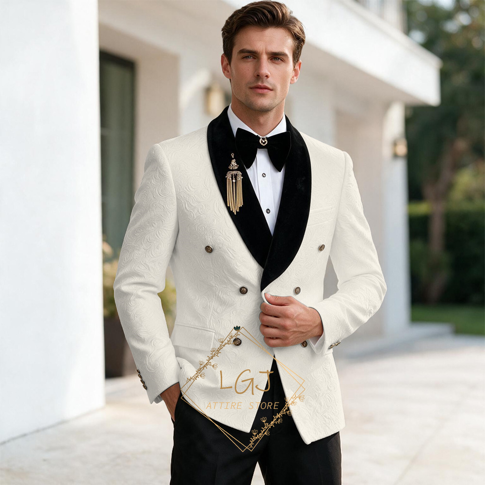 Luxury Men's 2 Piece Embossed  - Men'S Formal Dinner Wear 评论和价格