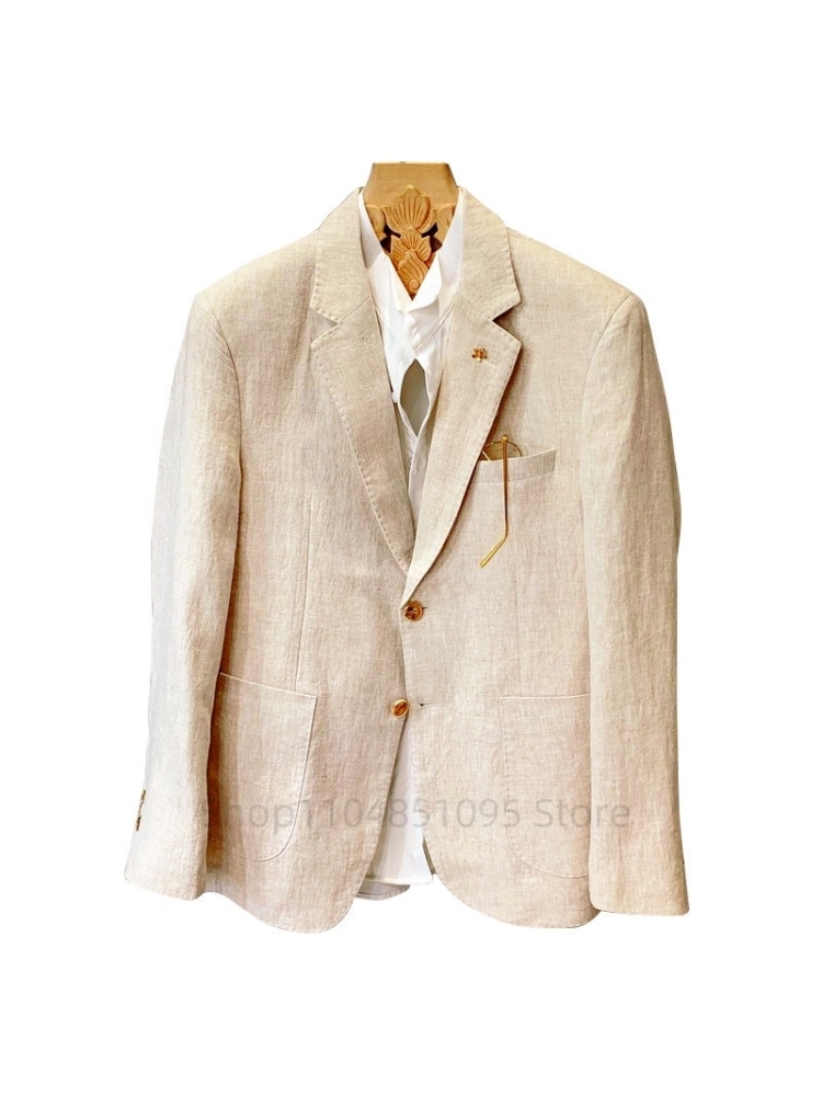 Beige Men Suit Linen Blazers J - Men Formal Wear Design 评论和价格