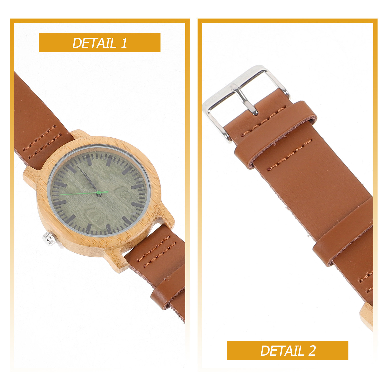 1Pcs Wooden Bamboo Watch for M - Men'S Formal Wear Watches 评论和价格