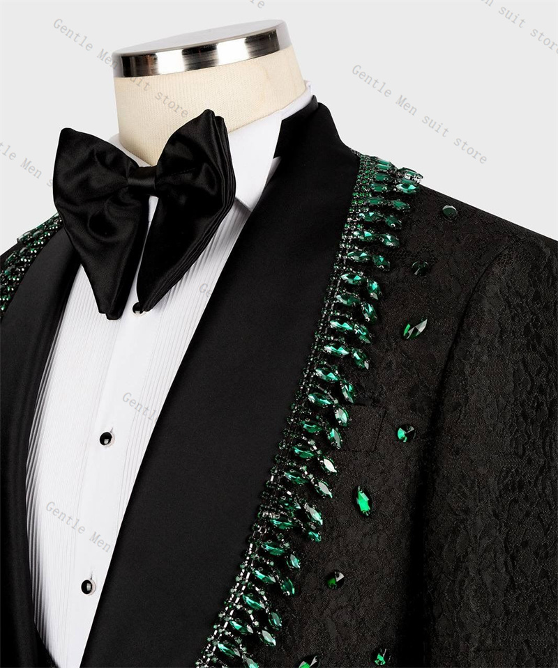 Luxury Crystals Men Suit Set 2 - Formal Wear For Men Black Suit 评论和价格