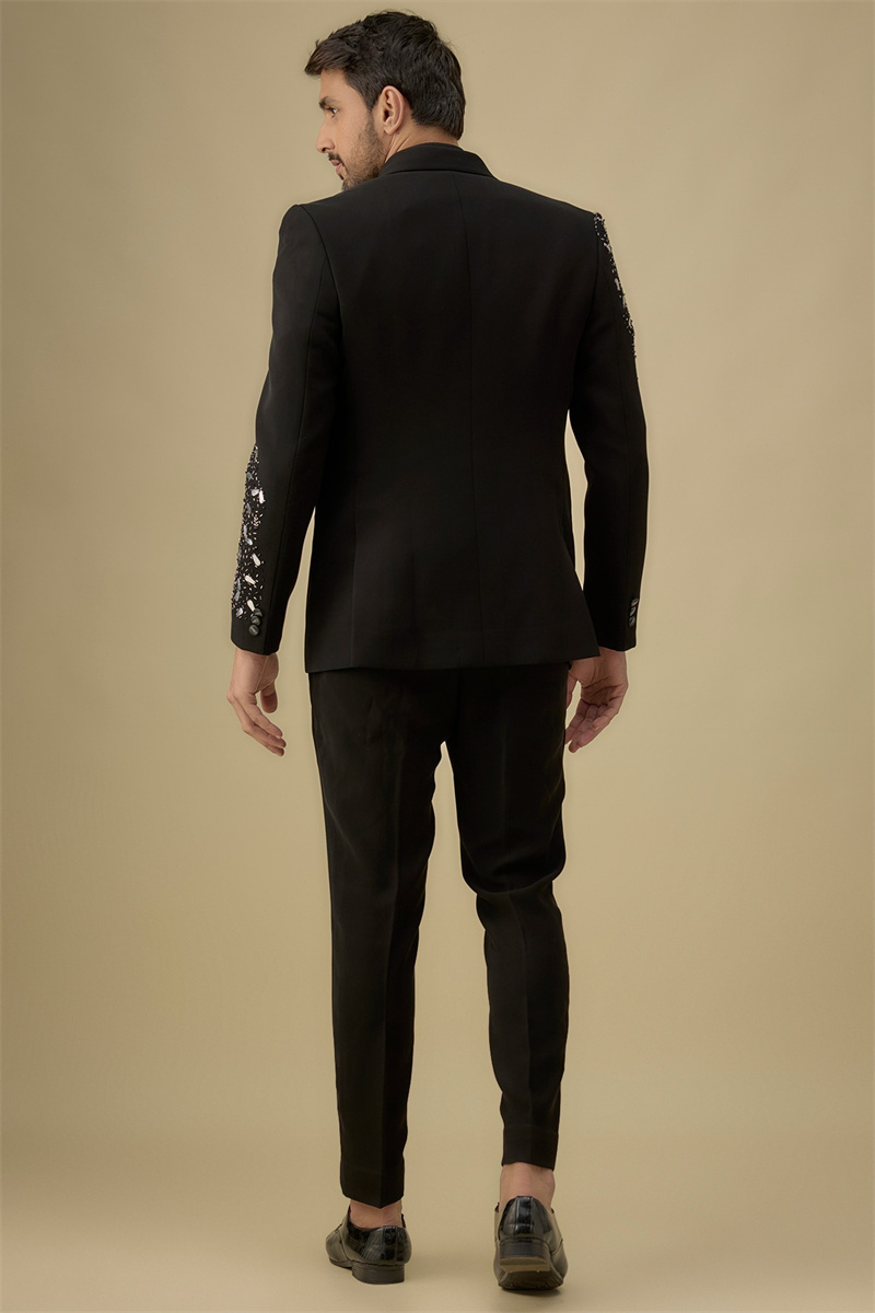 Crystals Black Men Suit Set 2  - Formal Wear Jersey For Men 评论和价格