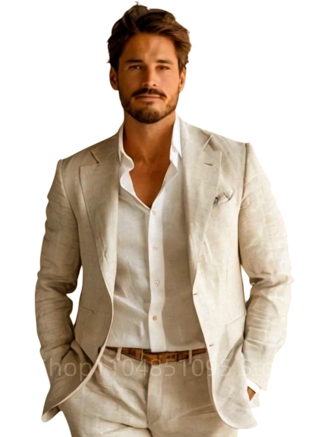 Blue Slim Fit Men's Linen Blaz - Men Formal Wear Design 评论和价格