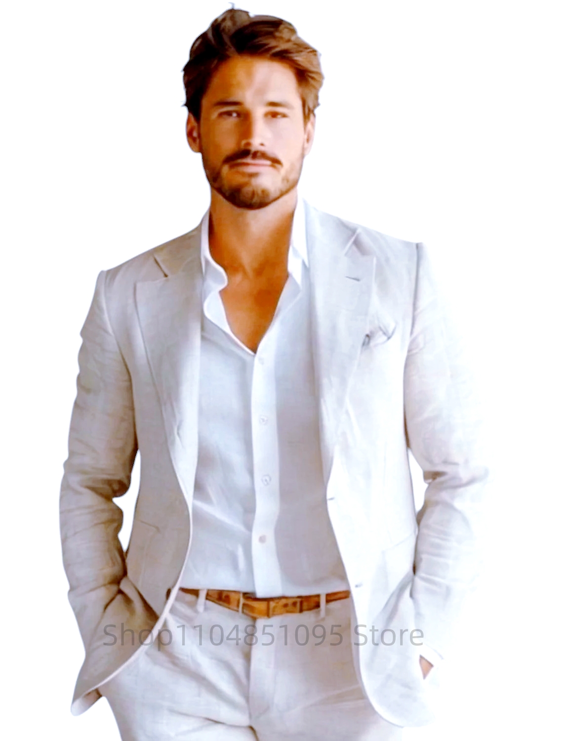 Blue Slim Fit Men's Linen Blaz - Men Formal Wear Design 评论和价格