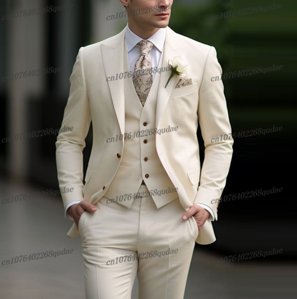 New Formal Ivory Men Suit Wedd - Formal Wear Jersey For Men 评论和价格