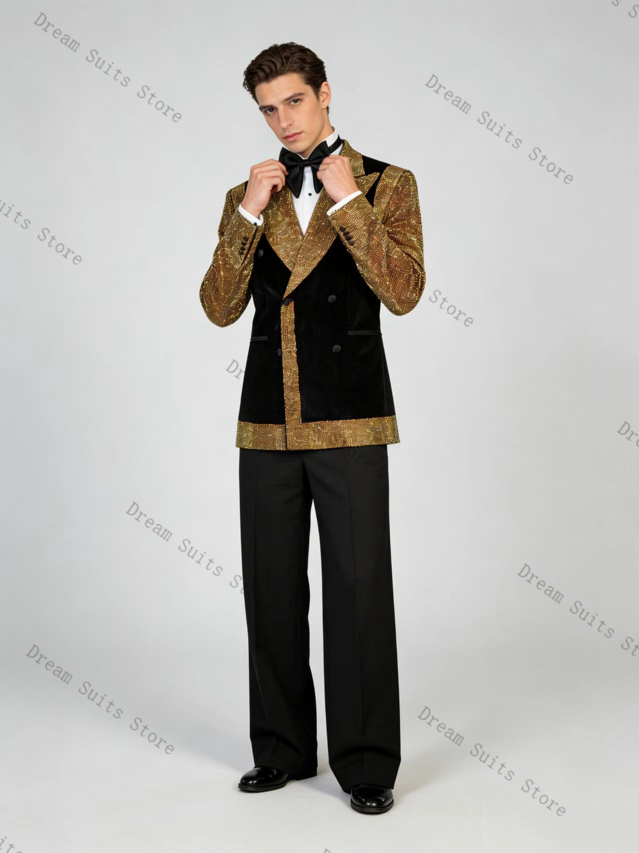 Golden Crystals Men Suit Set 2 - Formal Wear For Men Black Suit 评论和价格
