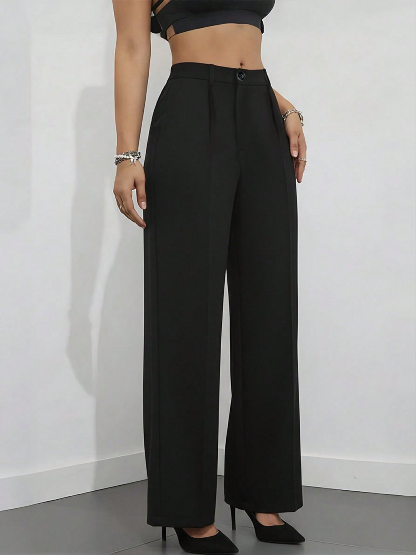 Women's High Waisted Wide Leg  - Dress Pant Flat Front 评论和价格